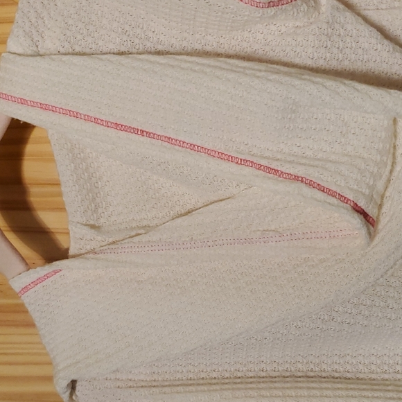 Girls WhiteWaffle Knit White Hooded Thermal Top - Picture 4 of 4